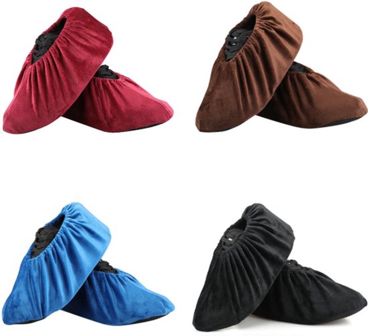 4 Set | herbruikbare overschoenen | schoenovertrek | schoenhoesjes | antislip zool | 4 kleuren | flanel | stofvrij | herbruikbaar | wasbaar