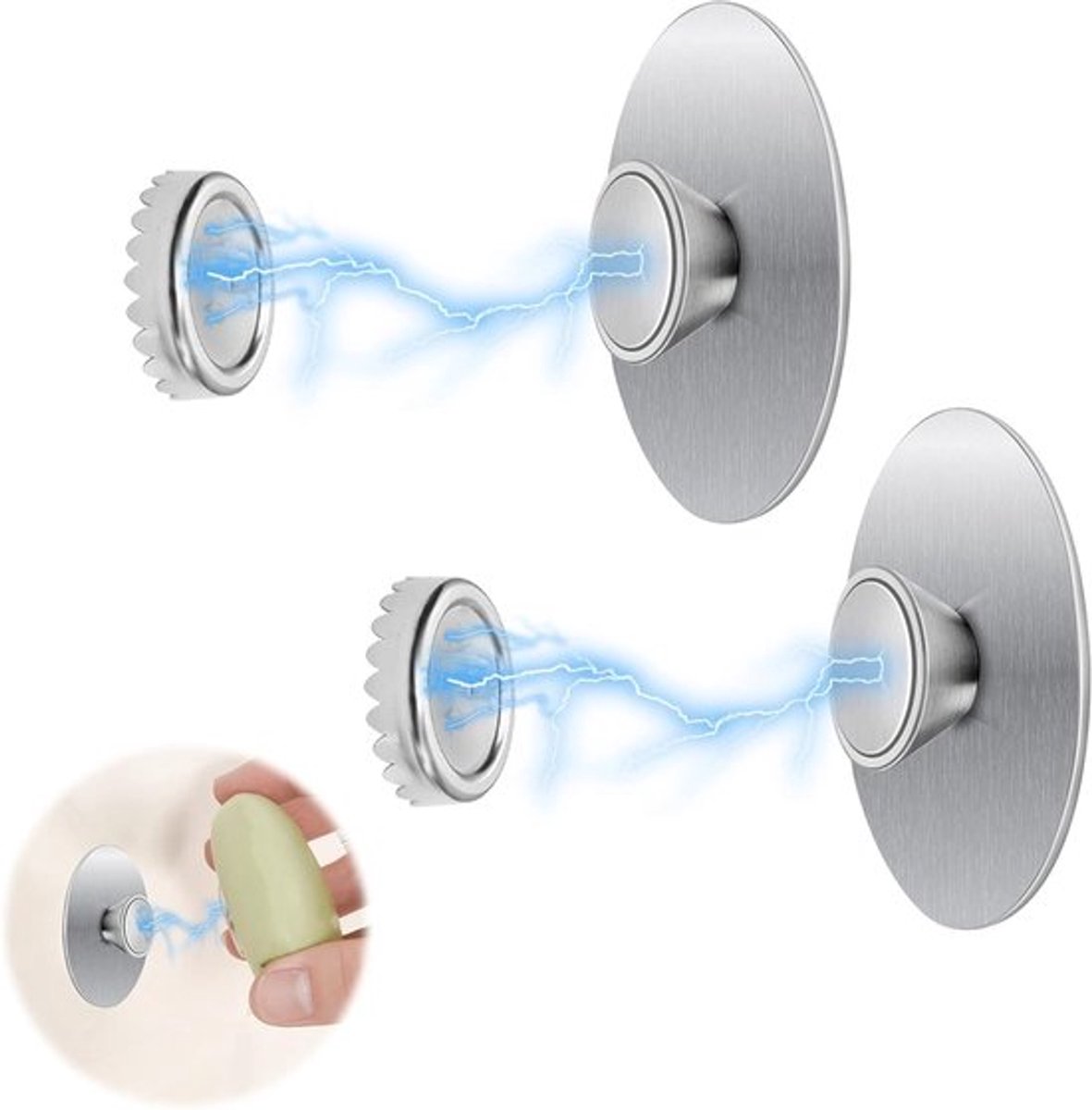 Magnetische zeephouder - Roestvrij staal - 2 stuks - Zilver