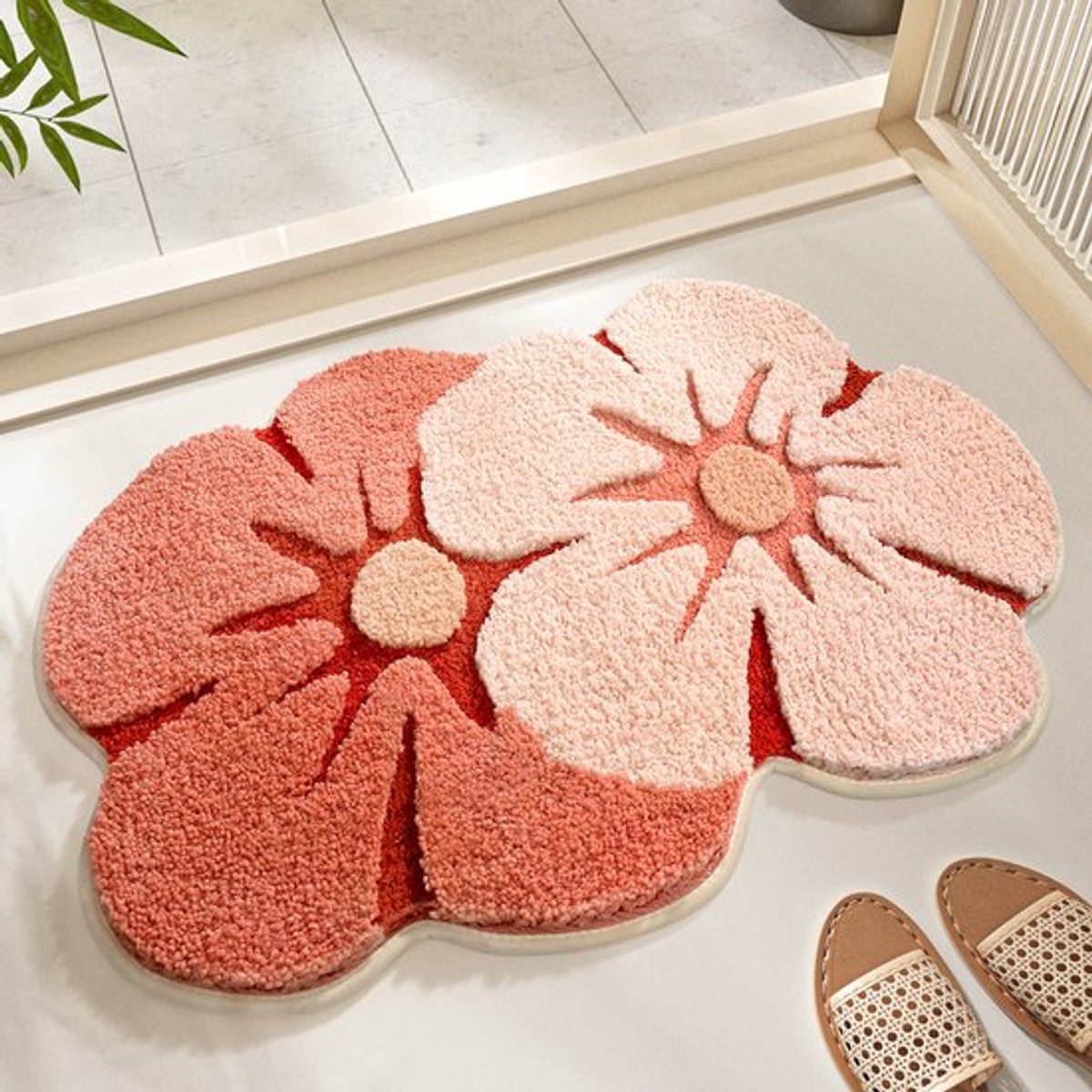 Schattige cartoon anime vloermat regenboog decoratieve deurmat veranda vloermat badkamer antislipmat - bloemschaduw
