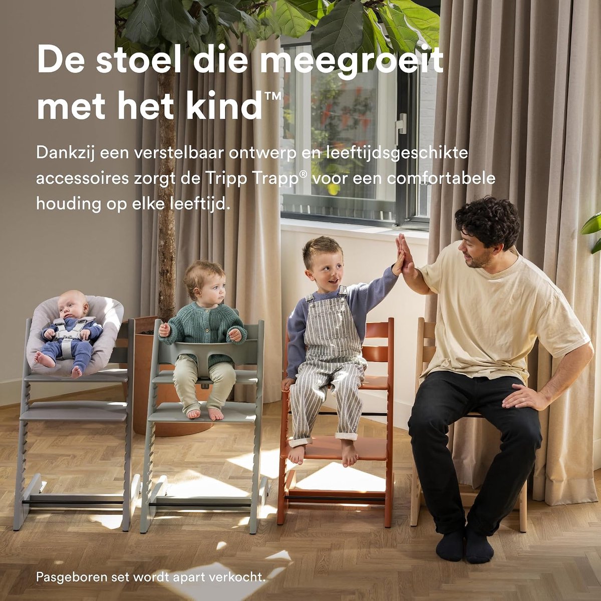 Kinderstoel met Baby Set - Hoge Stoel Eetstoel - Samen Eten - Verstelbaar en Ergonomisch - Tot 136 kg - Mauve – foto 4