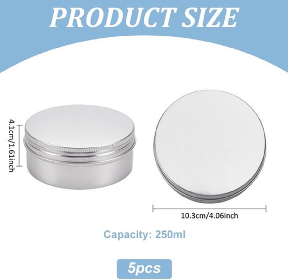 5 Stuks 250ml Aluminium Blikken - Ronde Blikken Met Schroefdop Voor DIY Projecten - Platinakleur