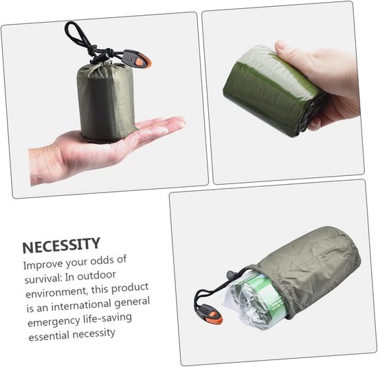Nood Slaapzak - Warmhouddeken Bivakzak - Kamperen Outdoor - Lichtgewicht Compact - 200x90cm - Groen — afbeelding 4