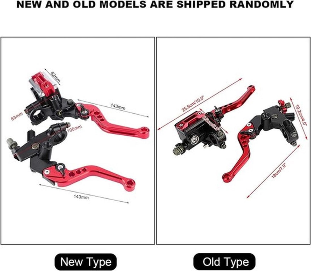 1 Paar Verstelbare Rem- en Koppellevers, 7/8" Universele Motorfiets Rem Koppeling Hoofdcilinder Reservoir Levers voor Motorfiets (Rood #1) Remmen/remtrommels en toebehoren