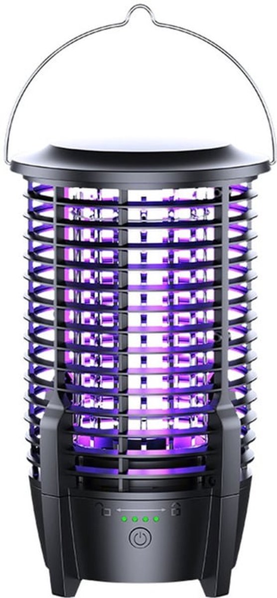 Oplaadbare draadloze insectenval voor buitengebruik, oplaadbare muggenval, batterij-insectenval met LED-lampje, draagbare vliegenval voor op de camping, op het terras, in de achtertuin of in de tuin.
