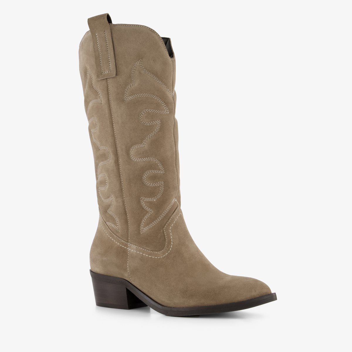 Harper suède dames cowboylaarzen beige - Maat 36 - Echt leer