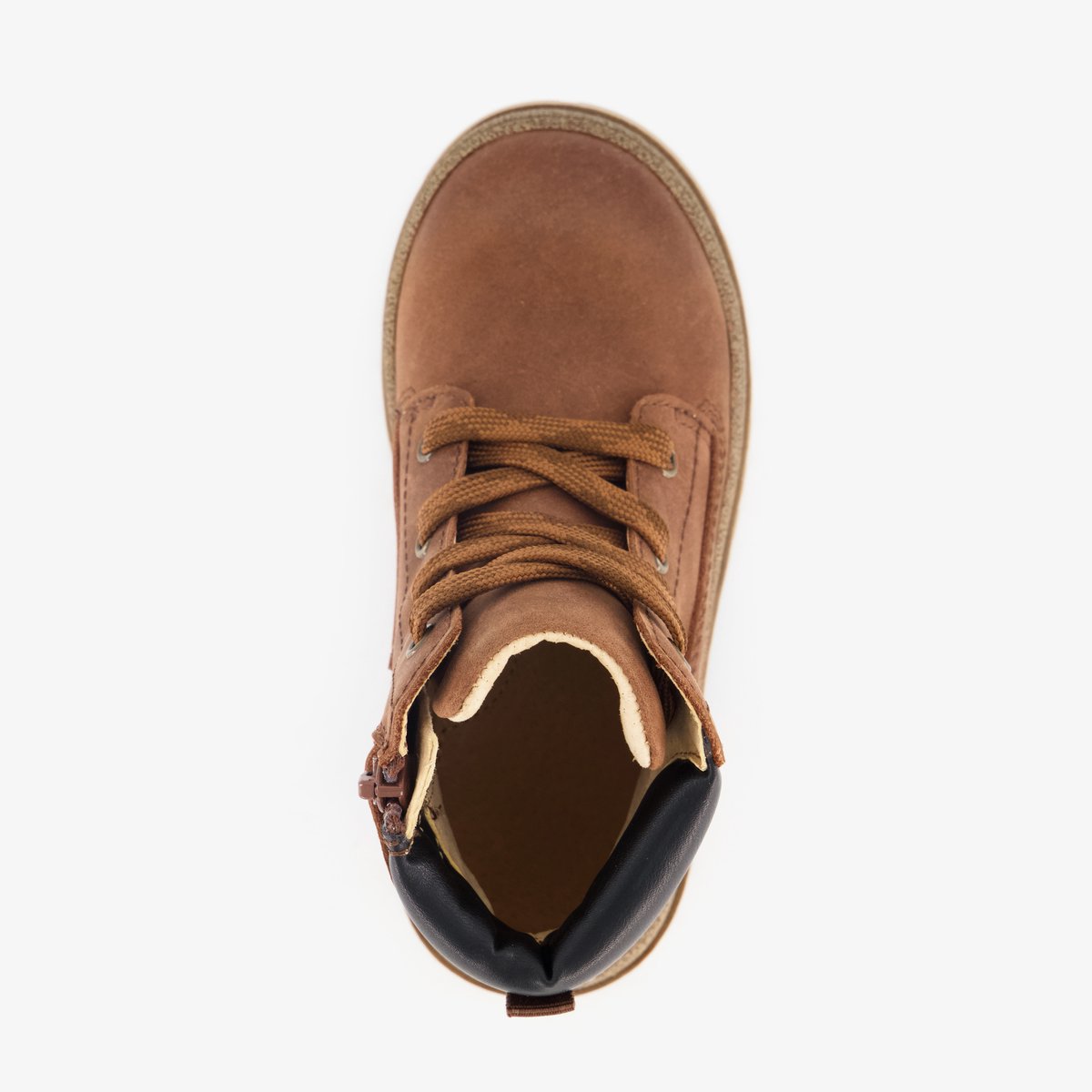 Stap leren jongens veterschoenen bruin - Maat 28