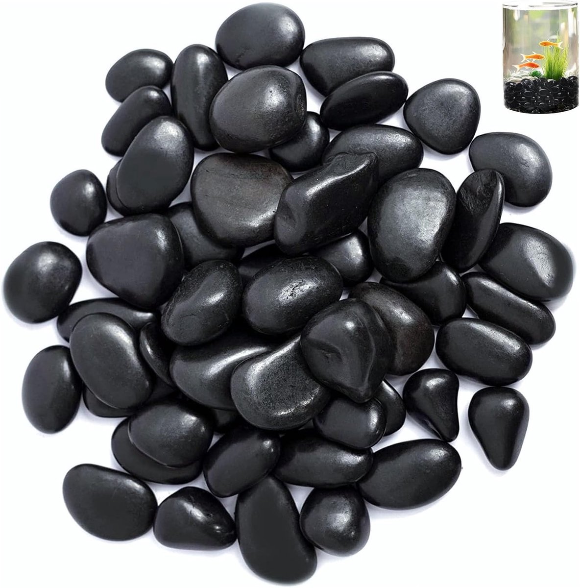 Kiezelstenen 2-4 cm - gepolijst zwart - decoratieve stenen - ideaal voor woondecoratie - ShopVlot