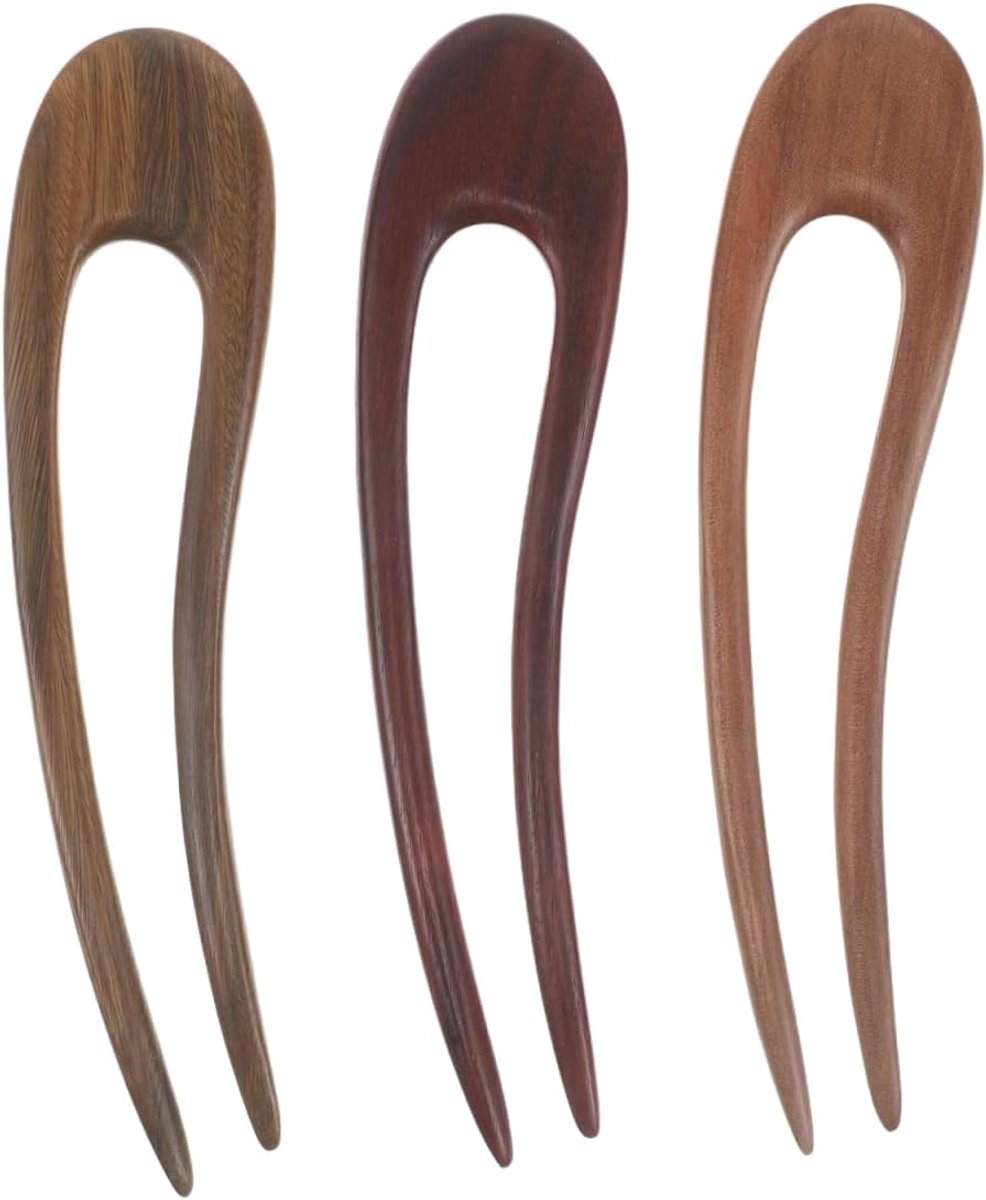 Haarspelden U-vormig groot - vintage houten haarclips - subtiele elegantie - perfect voor opgestoken haar - ShopVlot