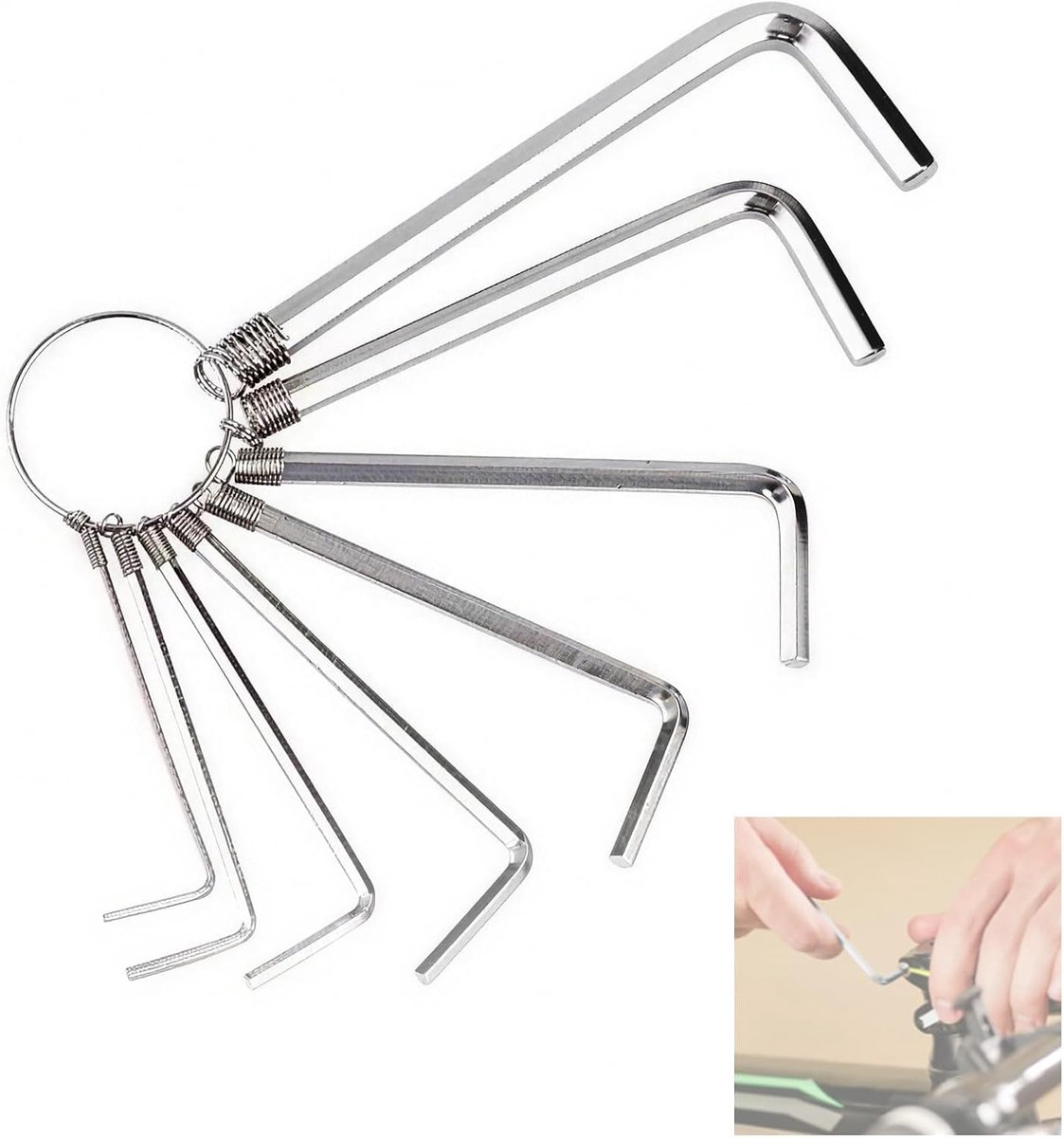 Inbussleutelset 8-delig - metalen inbussleutels - diverse maten 1,5-6 mm - ideaal voor reparaties - ShopVlot