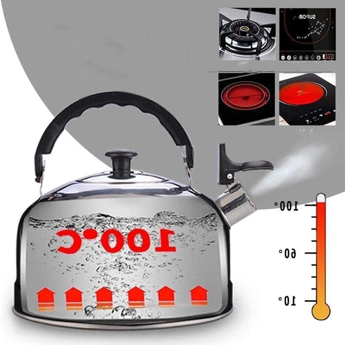 Waterkoker Roestvrij Staal - Theepot Koffiepot - Koken van water - Gestroomlijnde tuit - N.v.t. - Zilver