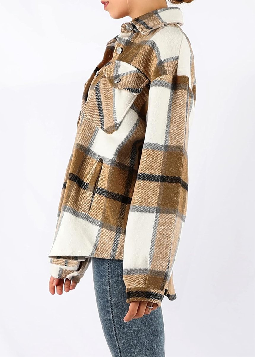 Flanellen plaid dames overhemdjack - katoen - lange mouwen - comfortabel en stijlvol - SnelShoppen