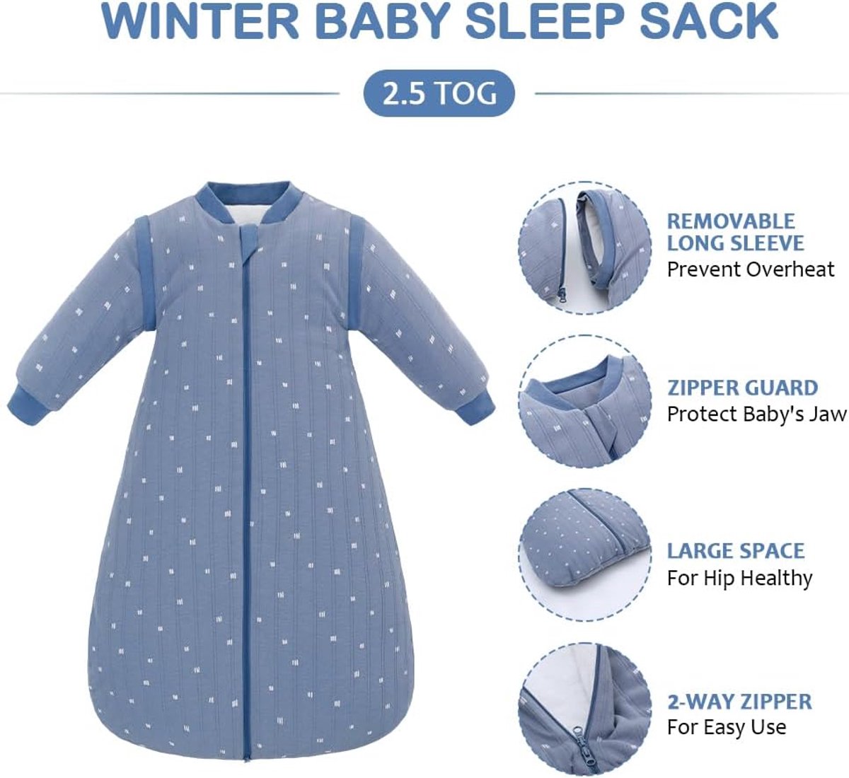 Babyslaapzak 2.5 Tog - 100% Katoen - Afneembare Mouwen - Ideaal voor Winter - SnelShoppen