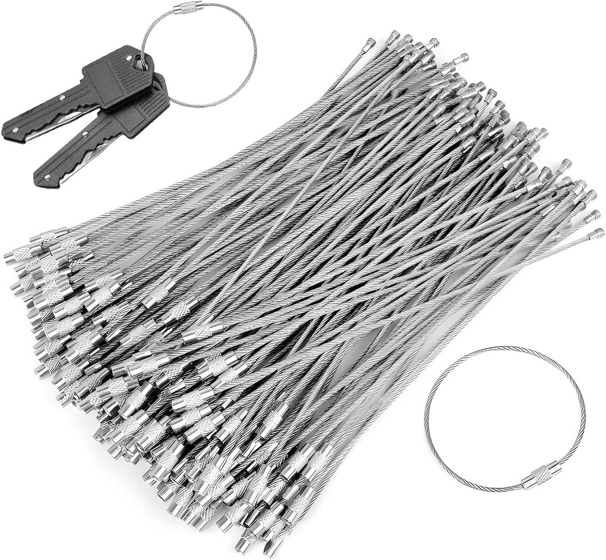 Keyring 15cm - Stalen Draad - Met Draaislot - Voor Het Ophangen Van Bagage - SnelShoppen