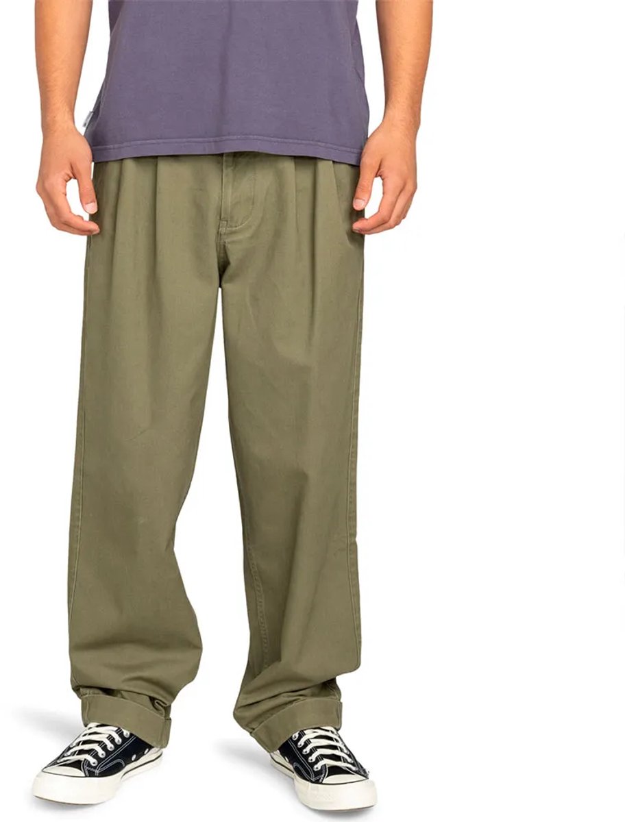 Element Big Pleat Chino Broek Groen 28 Man