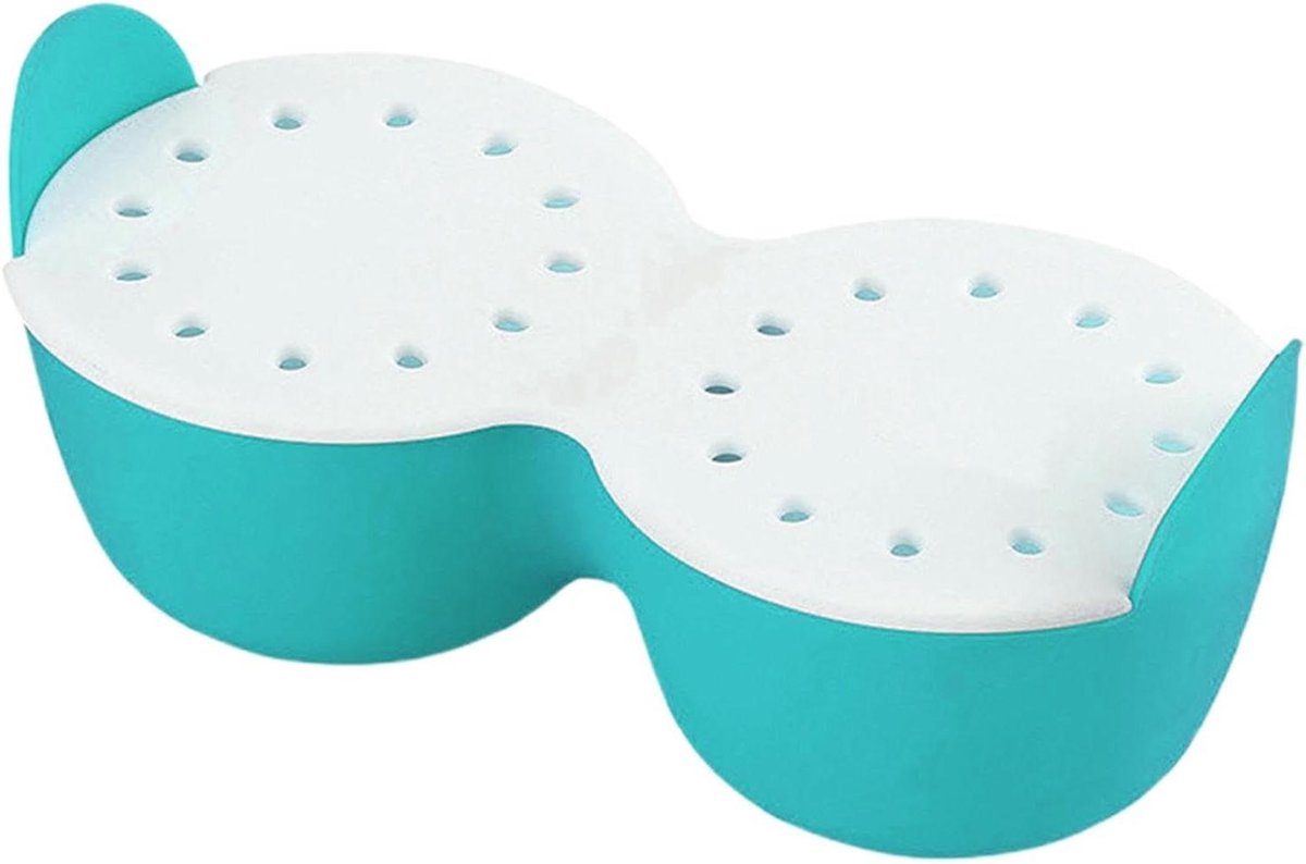 Eierpocheerder - Eierkoker - Ontbijt Maken - Voedselveilige Siliconen - 2 Holtes - Blauw