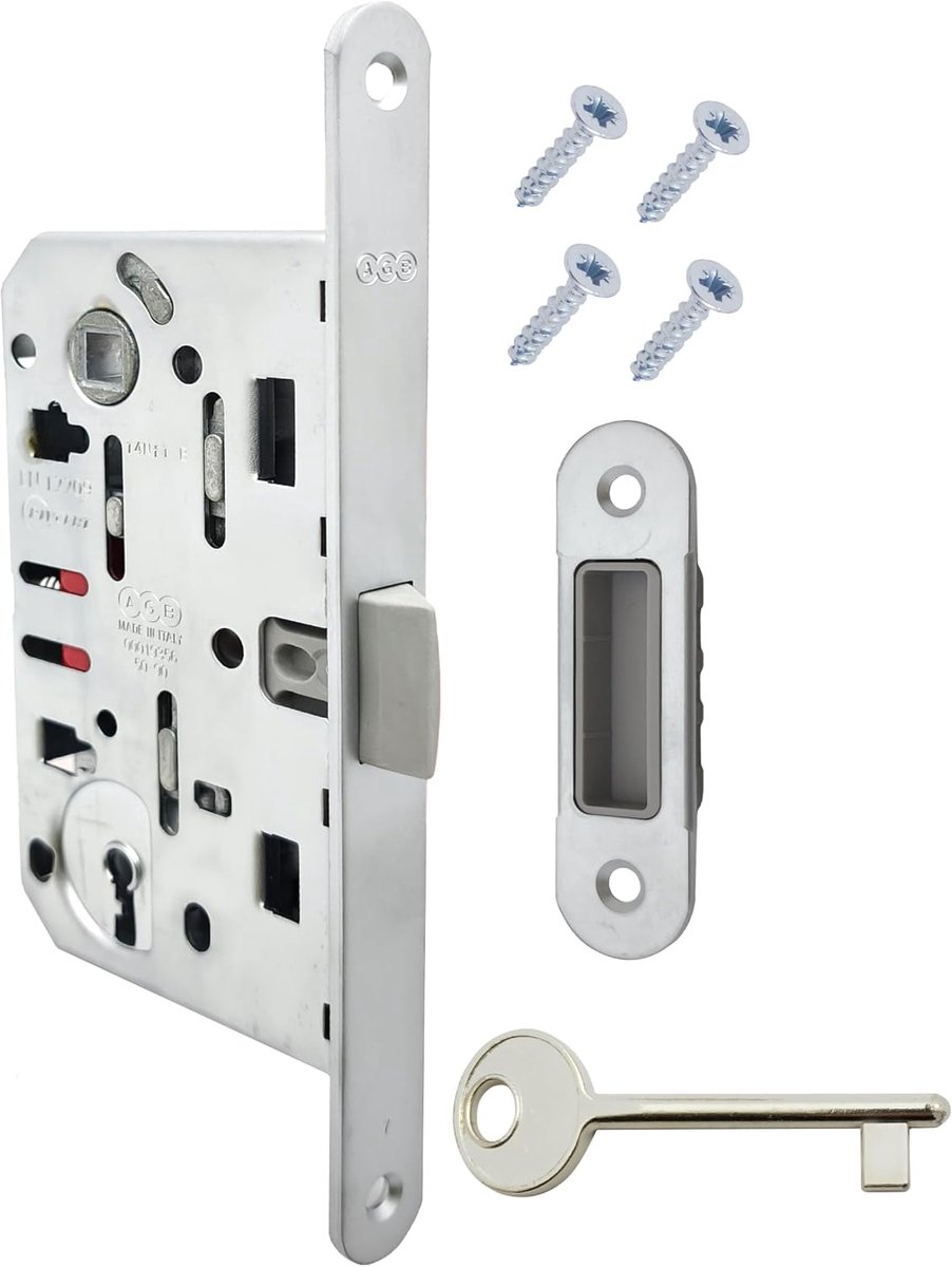 AGB Mediana Evolution Door lock with central locking for interior door. (matt chrome-plated) - ShopVlot