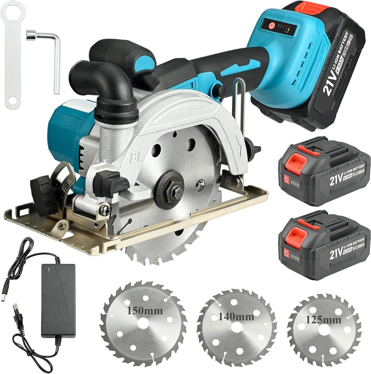 Brushless Cordless Circular Saw, Cordless Mini Circular Saw with 2 x 4.0 Ah Batteries, 48 mm Cutting Depth, 0–45° Saw - ShopVlot