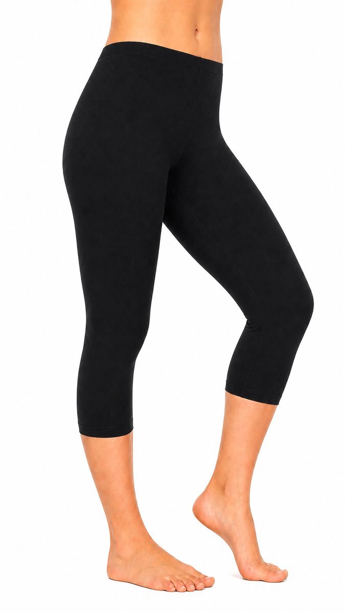 Premium Dames Driekwart Legging | 3 Kwart Legging | Zwart - XL