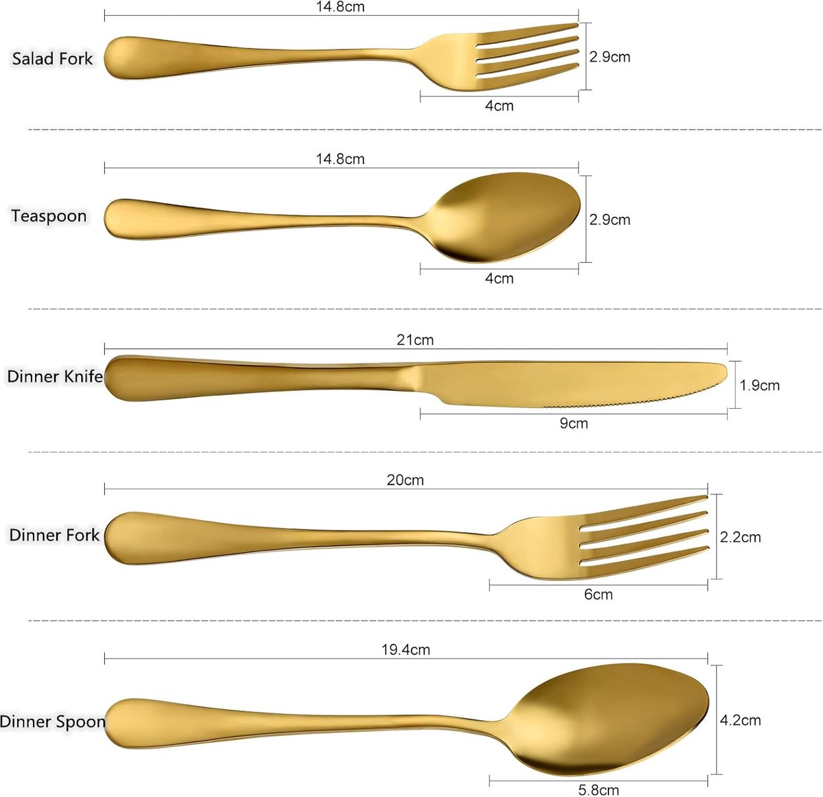 Cutlery Set for 6 People, Stainless Steel, 30 Pieces, Cutlery Set with Knife, Fork, Spoon, Gold Cutlery Set, Table - ShopVlot