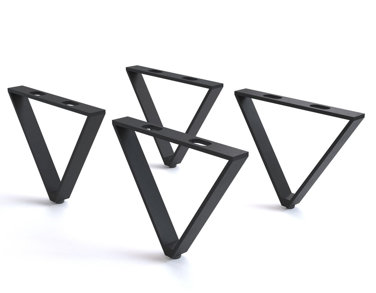 Poot V-vormig metaal zwart 15 cm voor alle soorten meubels (set van 4)