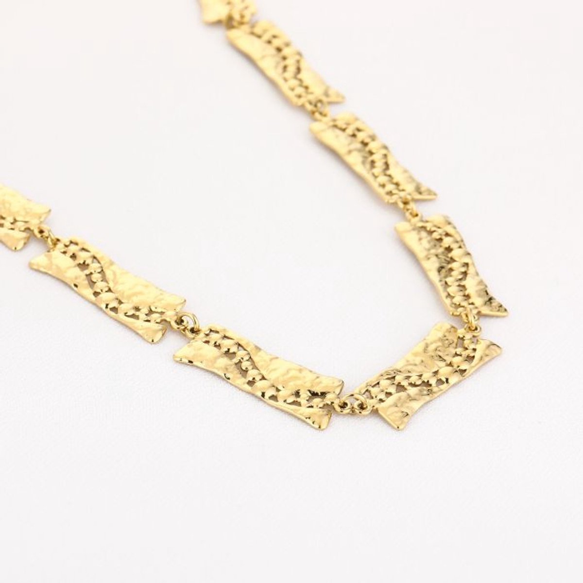 ketting - statement - getrommeld - brede schakels - rvs - cadeau tip