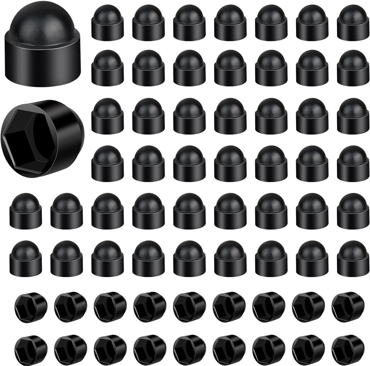 100 Stuks M8 Plastics Beschermkap 16,3 mm - Waterdichte Zwarte Koepelkap - Voor Werkplaatswerkzaamheden - ShopVlot