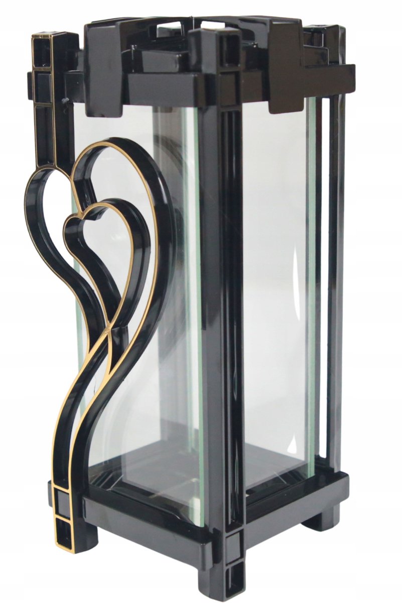Decoratieve Grafzerk Hart Goud Zwart Glas - Stijlvolle Herdenking
