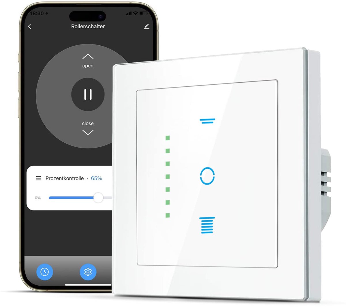 WiFi Shutter Switch 80 x 80 mm - LED Indicator - Compact Design - Slimme bediening voor rolluiken - ShopVlot