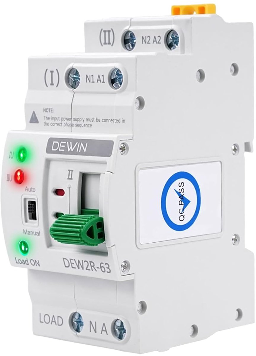 Automatische omschakelaar 2P 63A 220V - G2R automatische schakelaar - dubbele stroomvoorziening - ShopVlot