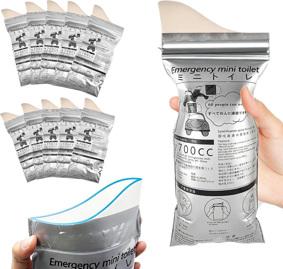 Urinezakken 700 ml - Draagbare wegwerp toiletzakken - Universeel voor dames & heren - Ideaal voor onderweg - ShopVlot