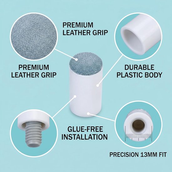 Biljartkeu staartkoppen 13 mm - 10 stuks - eenvoudige montage - optimale impactprestaties - SnelShoppen — afbeelding 4