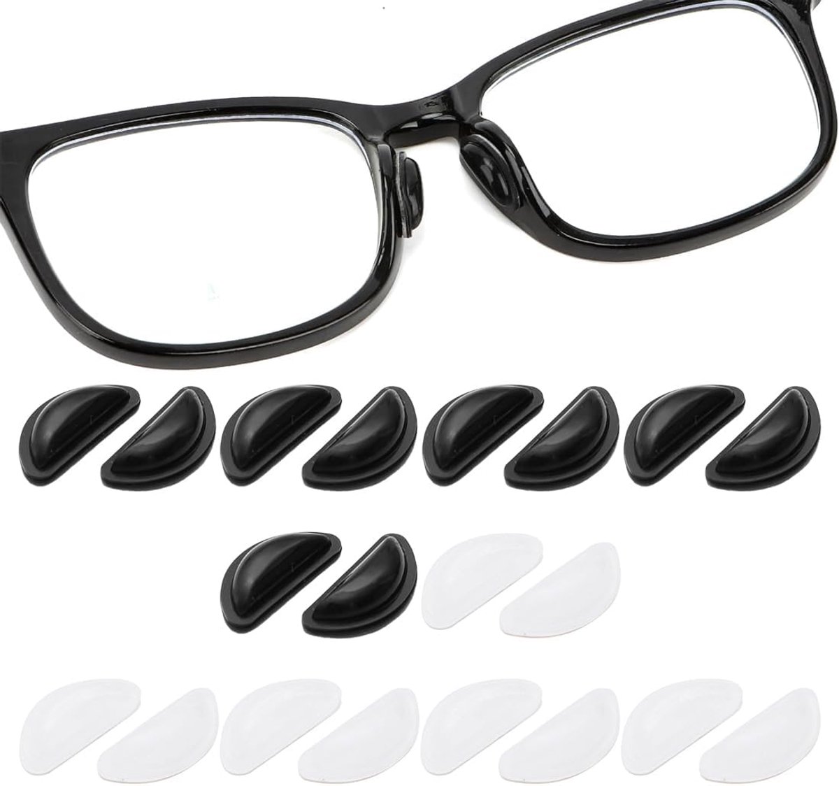 Bril neuspads 20 paar - zachte antislip siliconen - ergonomisch D-vormig - voor optimaal comfort - SnelShoppen