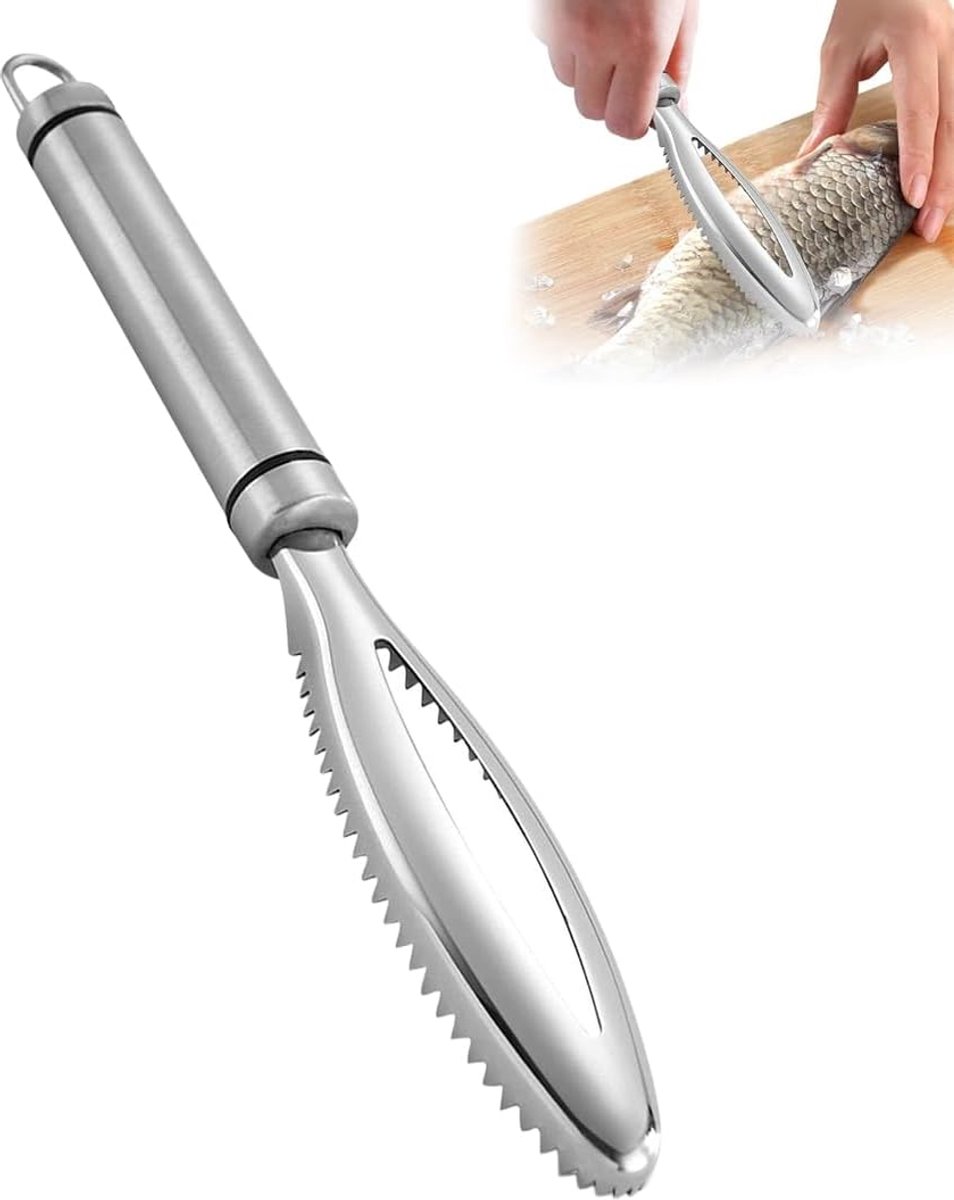 Visschep roosverwijderaar 24 cm - roestvrij staal - ergonomische handgreep - efficiënt verwijderen - SnelShoppen