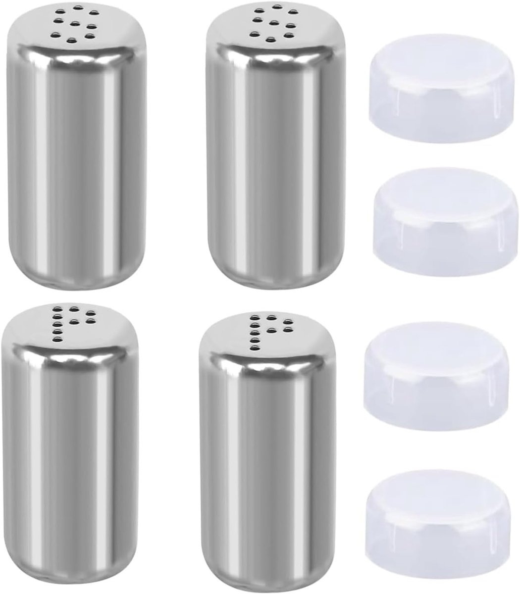 Allecto Plus - RVS Zout- en Pepermolens Set van 4 met Deksel voor Buiten Grillen Keukenáciliteiten.