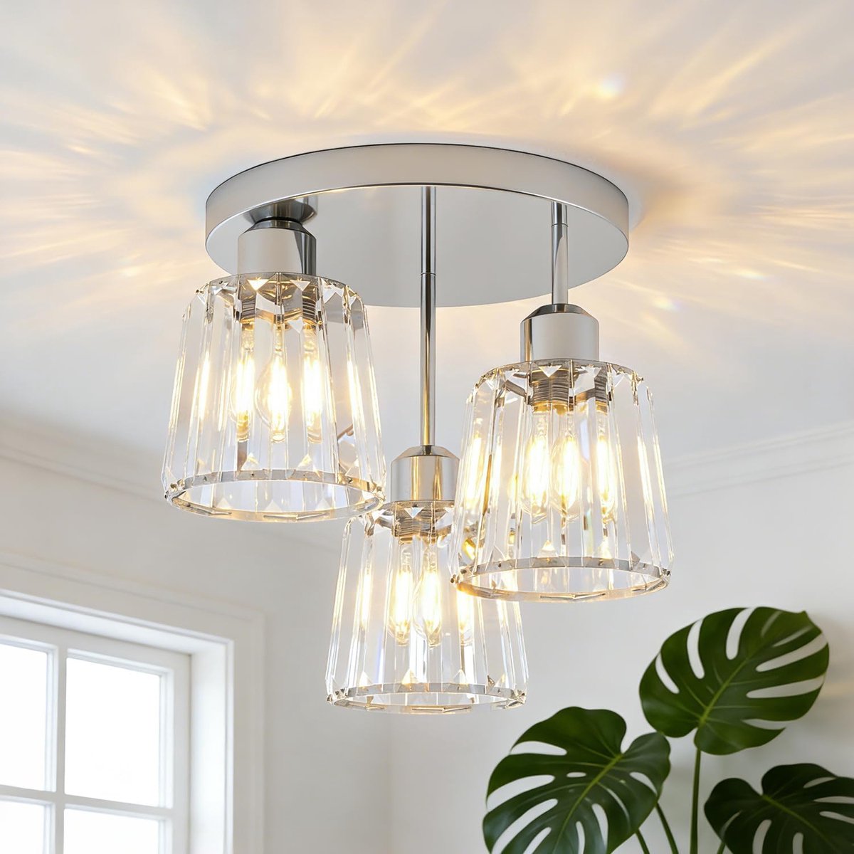 Kroonluchter plafondlamp 3 vlammen - chroom - elegant design - sfeervolle verlichting - SnelShoppen