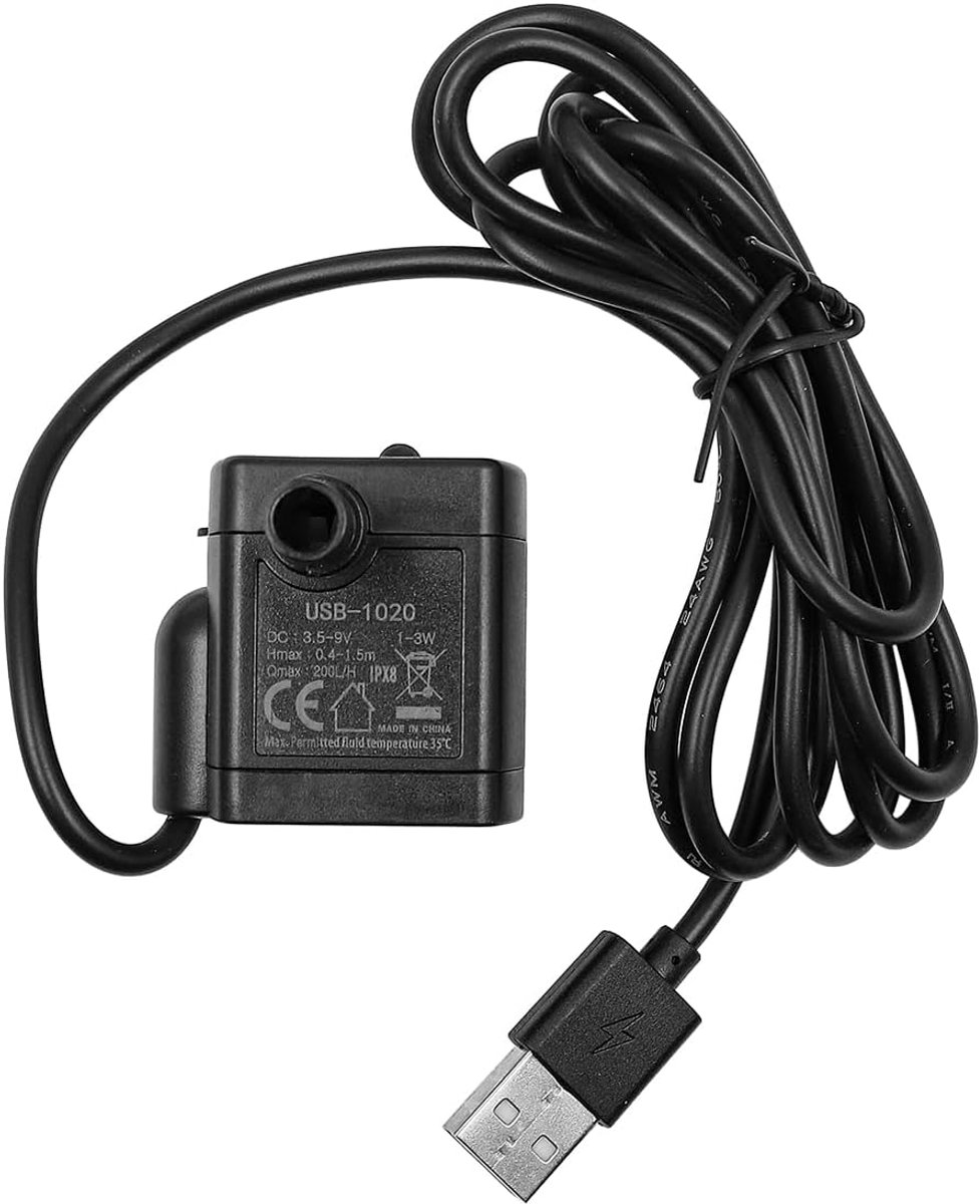 Mini waterpomp 200L/H - USB submersible - instelbare doorstroom - ideaal voor aquaria en fonteinen - SnelShoppen