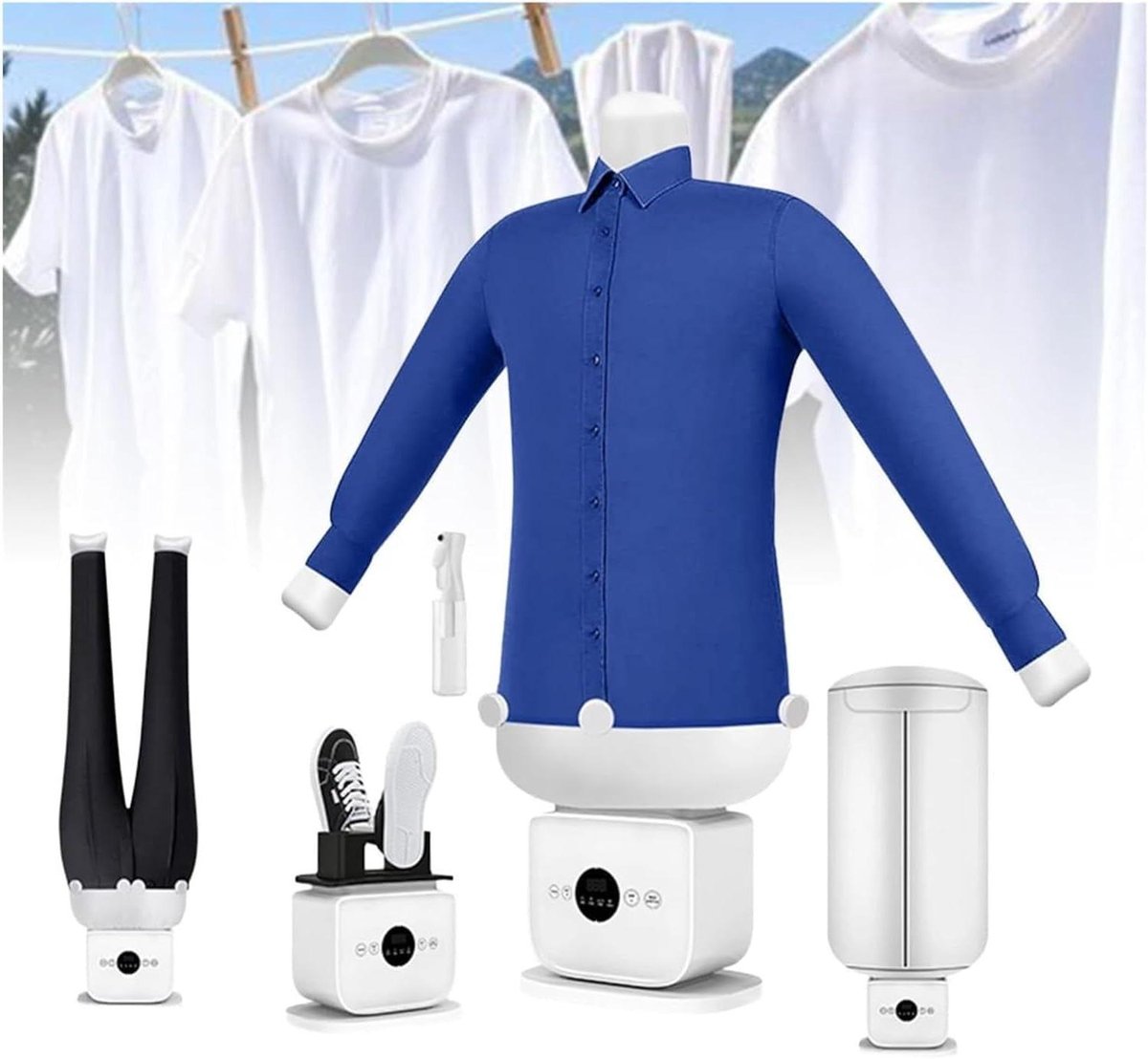 Automatische Kledingstomer - Strijkapparaat Stoom - Kreukvrije Kleding Snel - Handsfree Strijken 3-in-1 - S-XXL - Wit