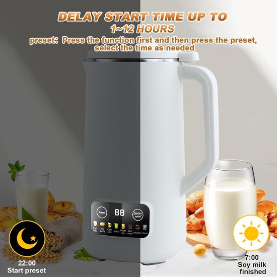 Sojamelk Machine 600ml - Oatmelk Machine met 10 Messen - Zelfreinigend en Warmhoudfunctie - SnelShoppen — afbeelding 2