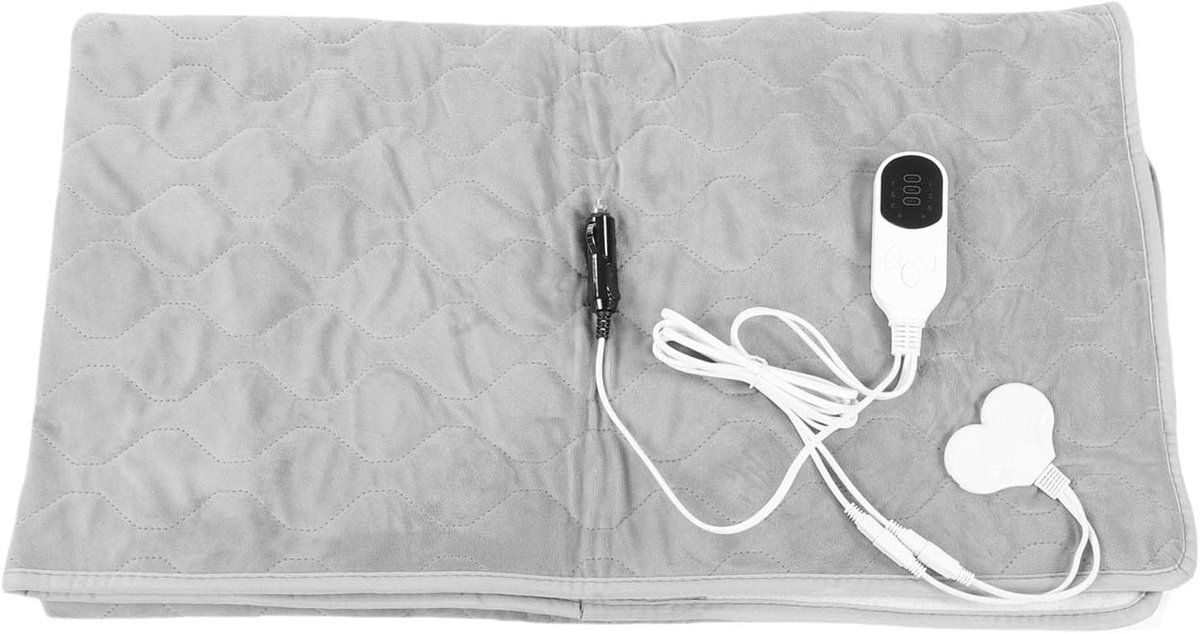 Verwarmde Autodeken - Elektrische Deken Auto - Comfortabel Rijden - Instelbare Warmte - 150 x 120 cm - Grijs