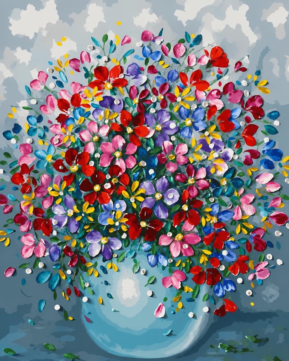 Schilderen op nummer bloemen - 40 x 50 cm - complete kit met canvas en verf - creatieve ontspanning voor volwassenen - SnelShoppen