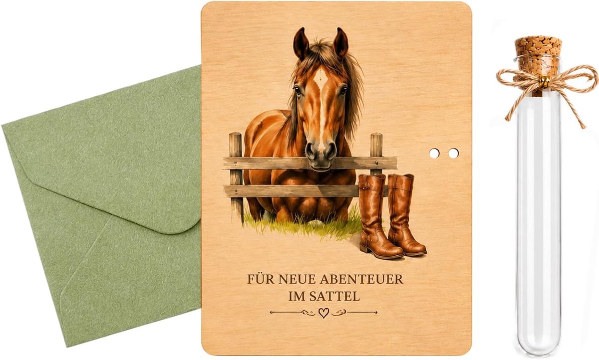 Verjaardagskaart van hout - origineel ontwerp - met reageerbuis - stijlvol geldcadeau - SnelShoppen