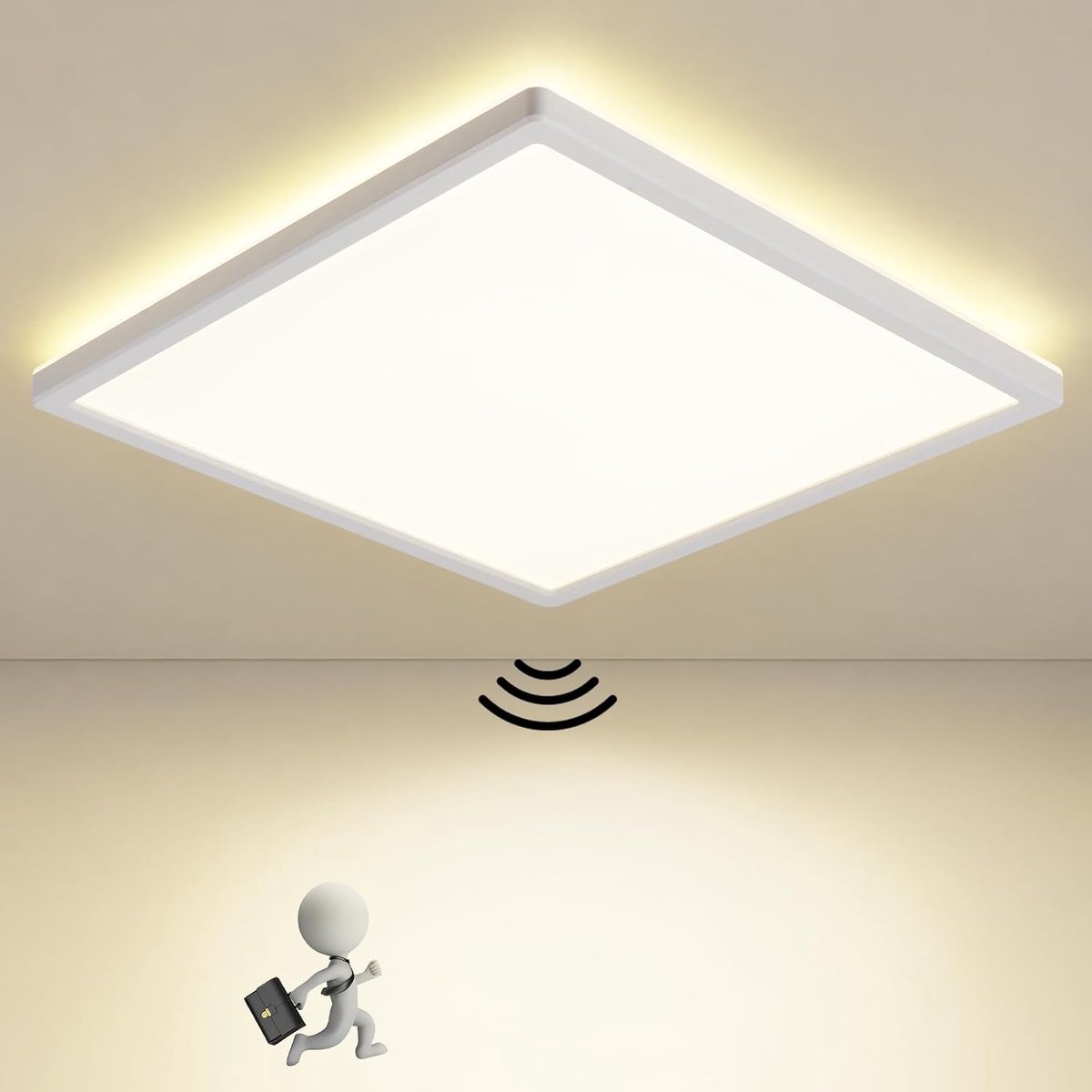 Led-plafondlamp 30 x 30 cm - radarbewegingsmelder - 1927 lumen - ideaal voor hal en badkamer - SnelShoppen