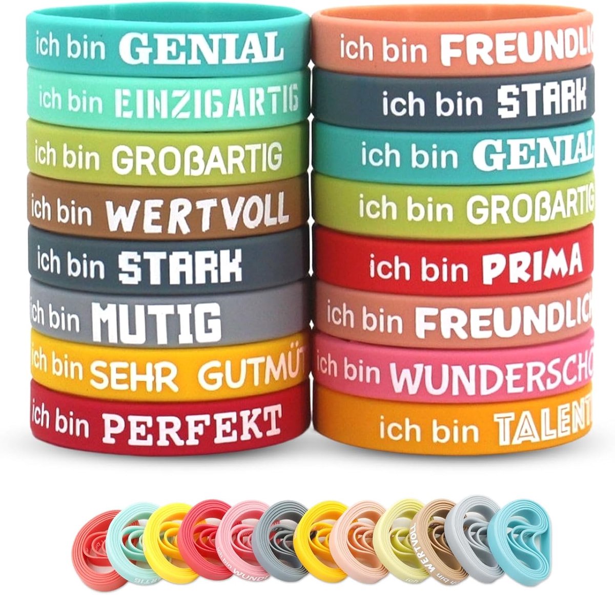 Motiverende armbanden 60 stuks - siliconen - inspirerende teksten - perfect als cadeau voor vrienden - SnelShoppen