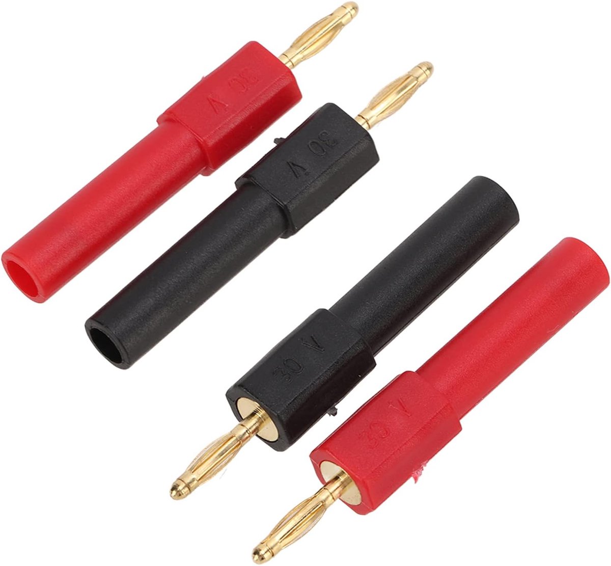 SnelShoppen - 5 Paar Banana Plug Adapter 2mm Mannetje Naar 4mm Vrouwtje, Zwart en Rood, Sterke Verbinding, Geschikt Voor Audio, Elektronica, Hobbyproj