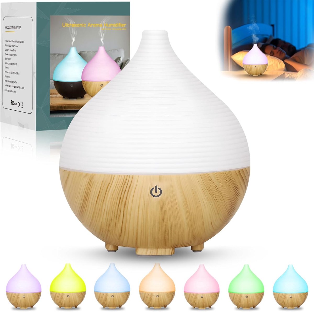 Aroma diffuser 160 ml - klein ultrasonisch aroma diffuser - voor essentiële oliën - creëer een ontspannen sfeer - SnelShoppen