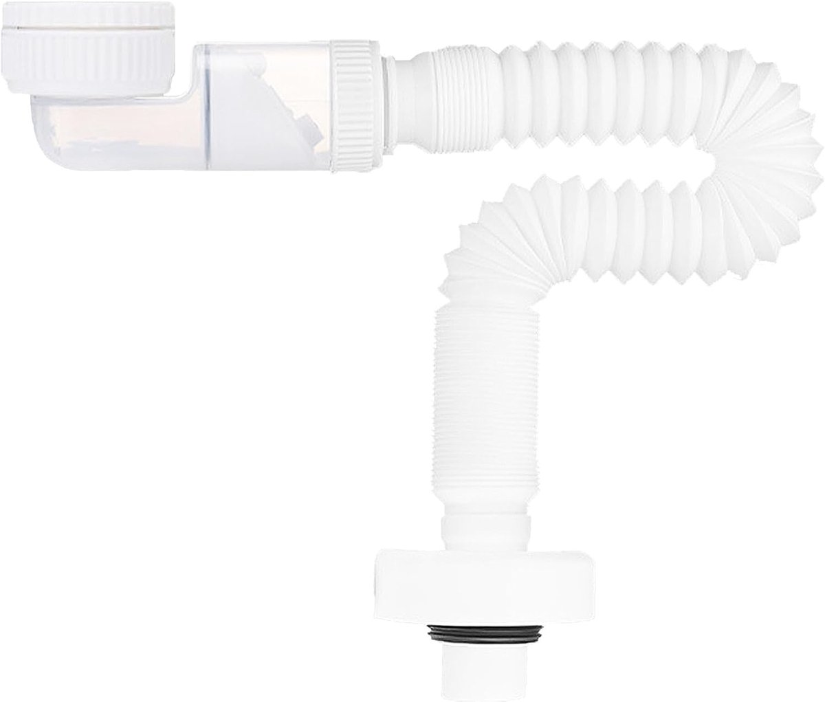 Sifon voor wastafel 1 1/4 inch - kunststof - 360° flexibel verstelbaar - ruimtebesparend ontwerp - SnelShoppen