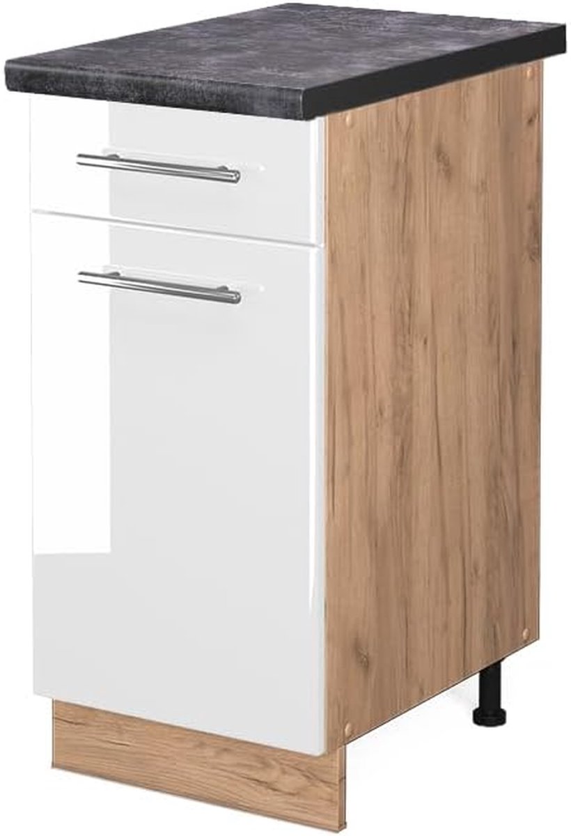 Keukenkast Onderkast - Ladekast Keuken - Keuken Organiseren - Soft-close Scharnieren - 40 cm breed - Wit Hoogglans