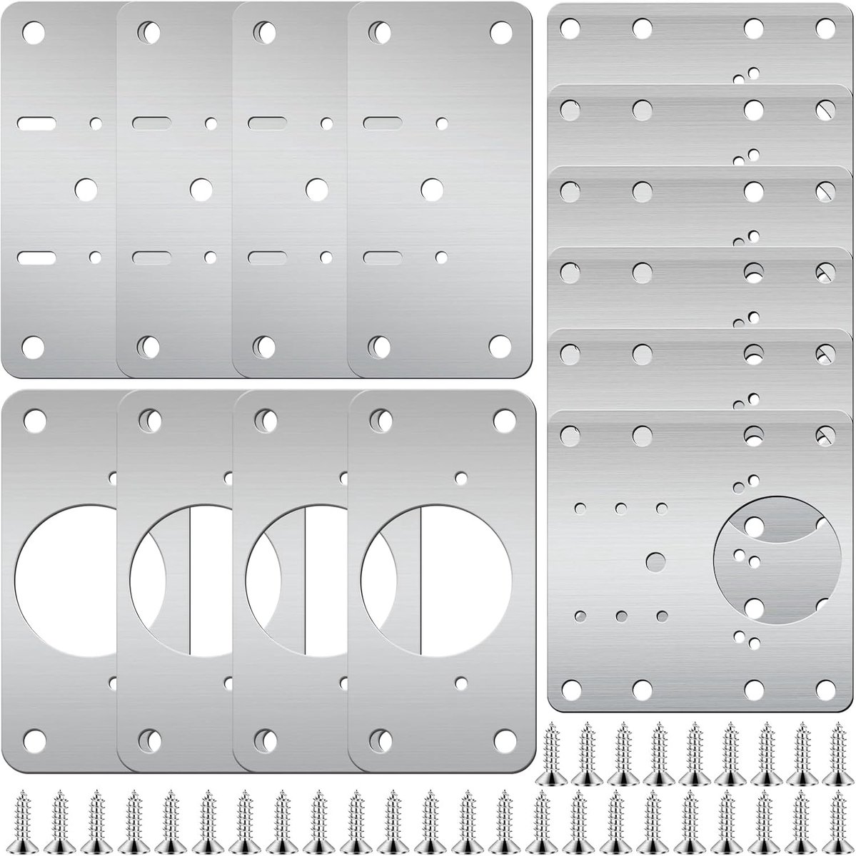 Hinge Repair Kit 14pcs - Roestvrij staal - Hinge plaat - Ideaal voor kastdeuren - SnelShoppen