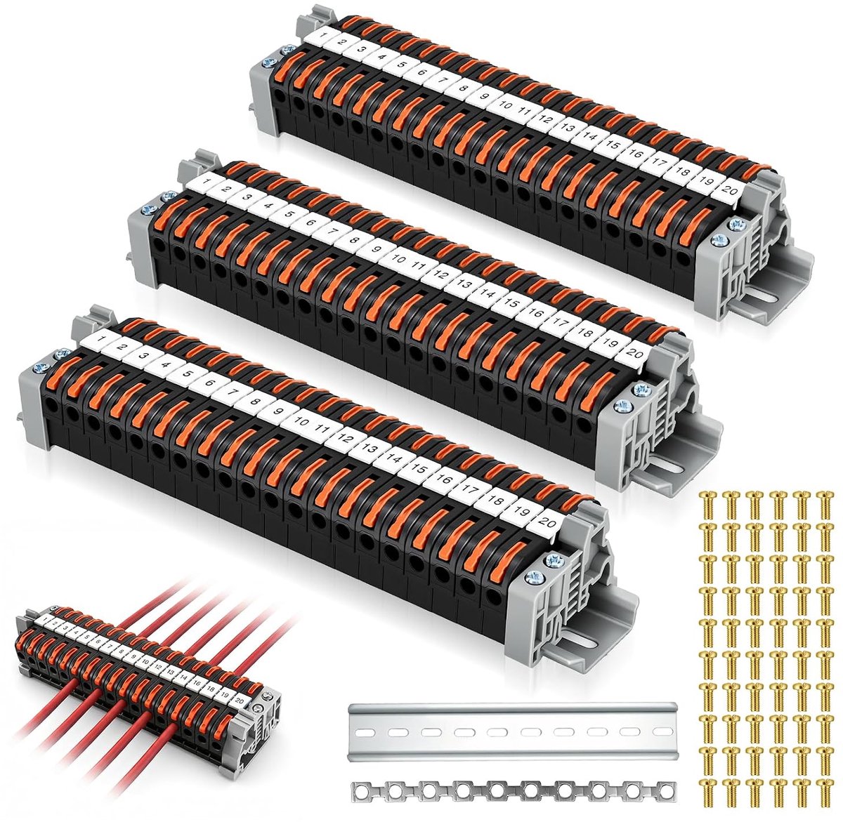 Klemstrip 60 Stuks - 0,08-4 mm² - Versterkt slotmechanisme - Ideaal voor automatiseringsprojecten - SnelShoppen