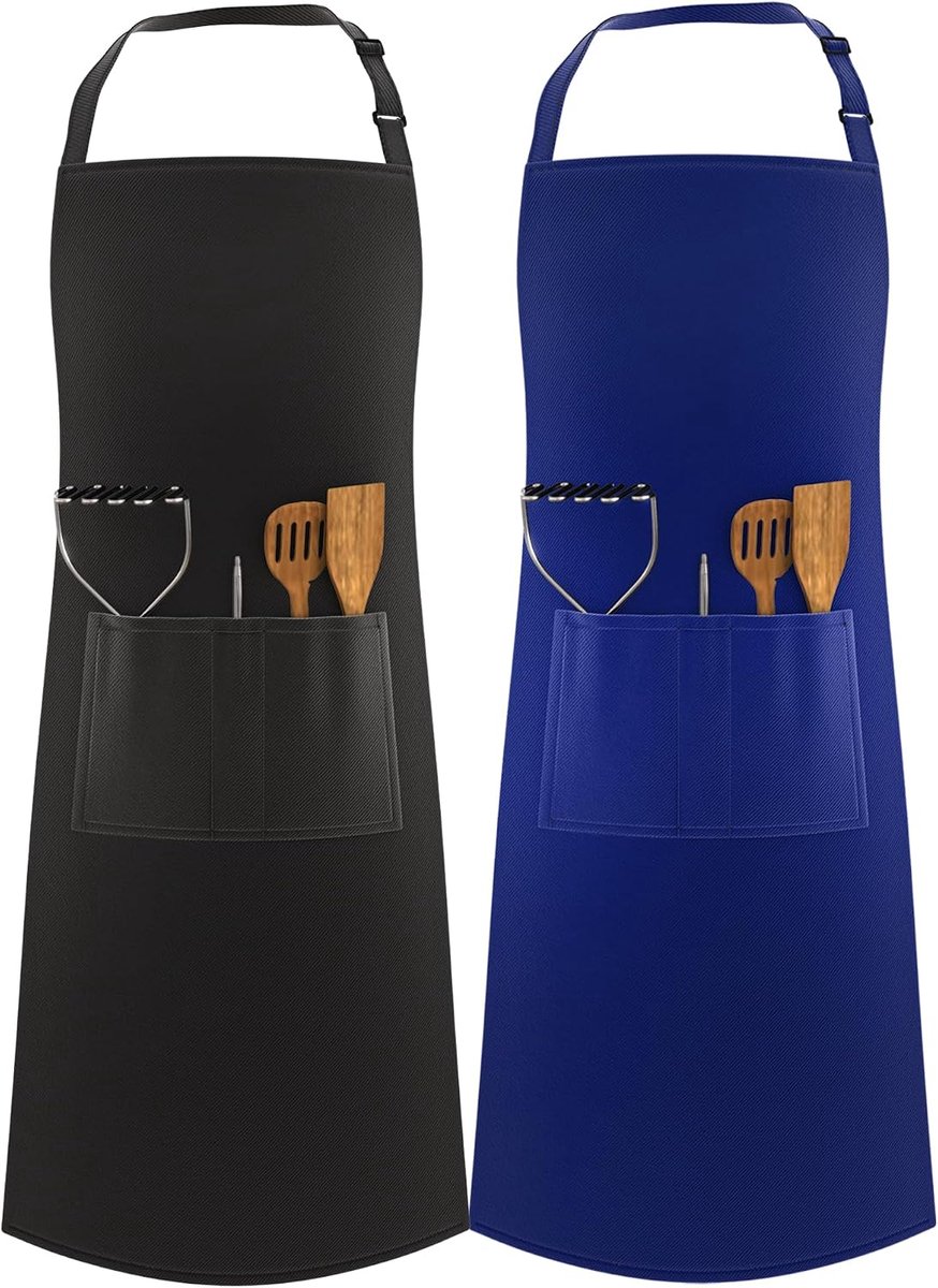 Keuken Schort Waterproof - Met 3 Zakjes - Verstelbaar en Lange Band - Ideaal voor BBQ en Koken - SnelShoppen